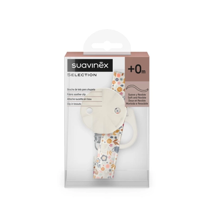 Klips do smoczka z tasiemką Wonderland - Beżowy liberty  Suavinex