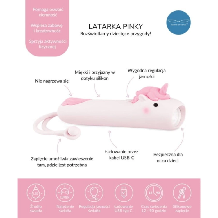 Latarka Jednorożec Pinky / Rabbit and Friends