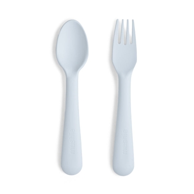 Sztućce Widelec i Łyżka - Powder Blue / Mushie