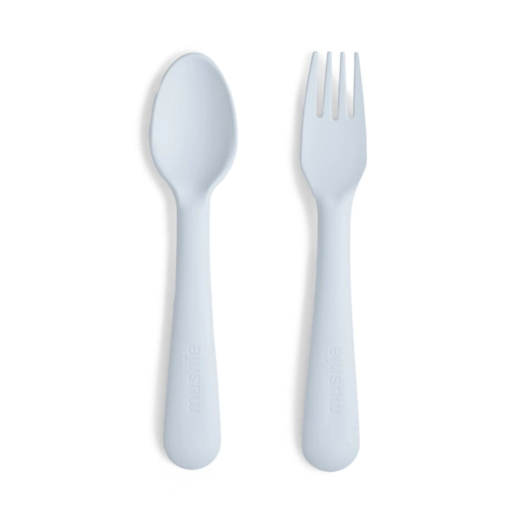 Sztućce Widelec i Łyżka - Powder Blue / Mushie