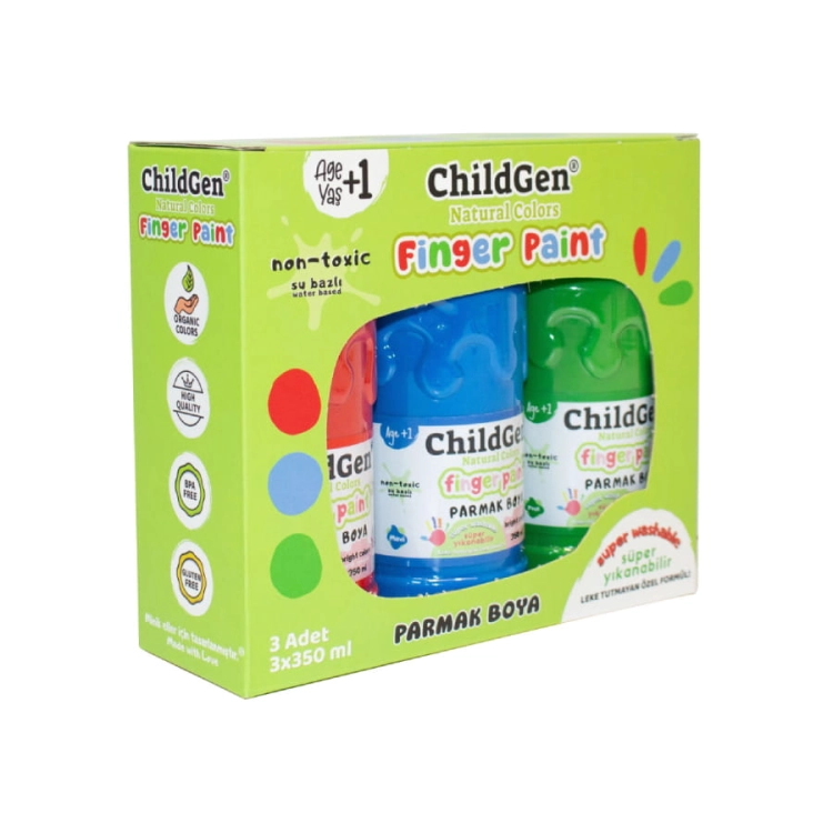 Farby do malowania palcami 3x350ml łatwo Zmywalne / ChildGen