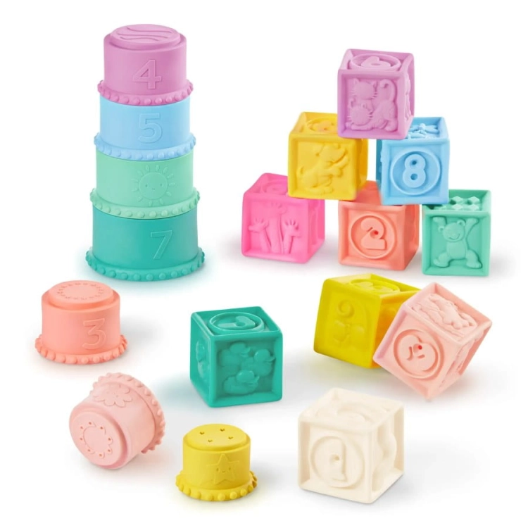 Miękkie klocki i kubeczki - zestaw sensoryczny BX2401Z / B.toys