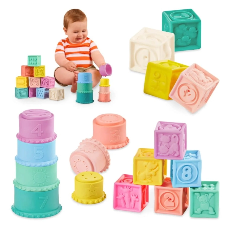 Miękkie klocki i kubeczki - zestaw sensoryczny BX2401Z / B.toys
