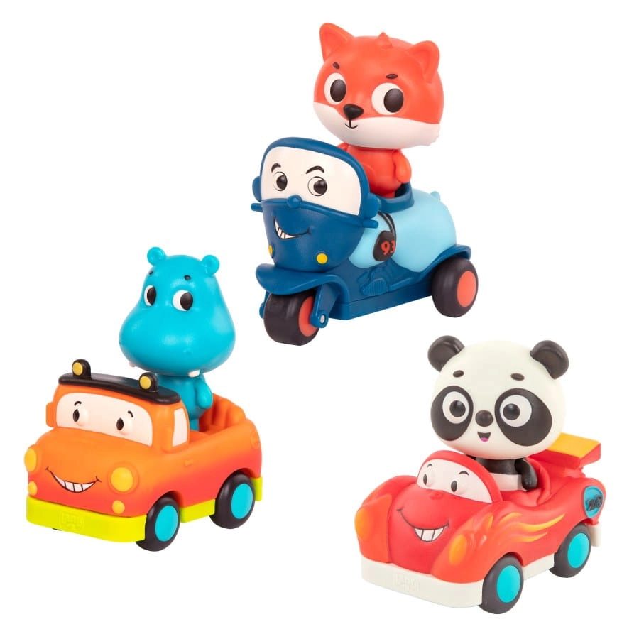 Light Up Cars – zestaw 3 miękkich AUTEK sensorycznych z Pasażerami - Pandą LB5014Z / B.Toys
