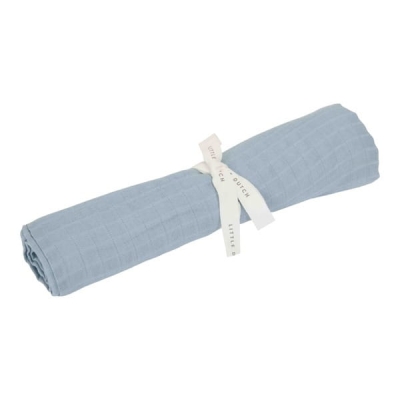 Otulacz muślinowy 120x120 cm Little Dutch Pure Denim Blue