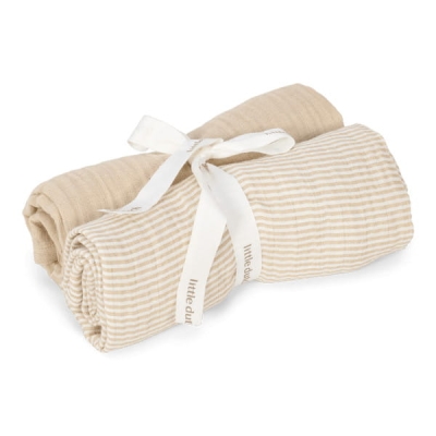 Zestaw 2 otulaczy muślinowych 70x70 cm Little Dutch Pure Soft Beige