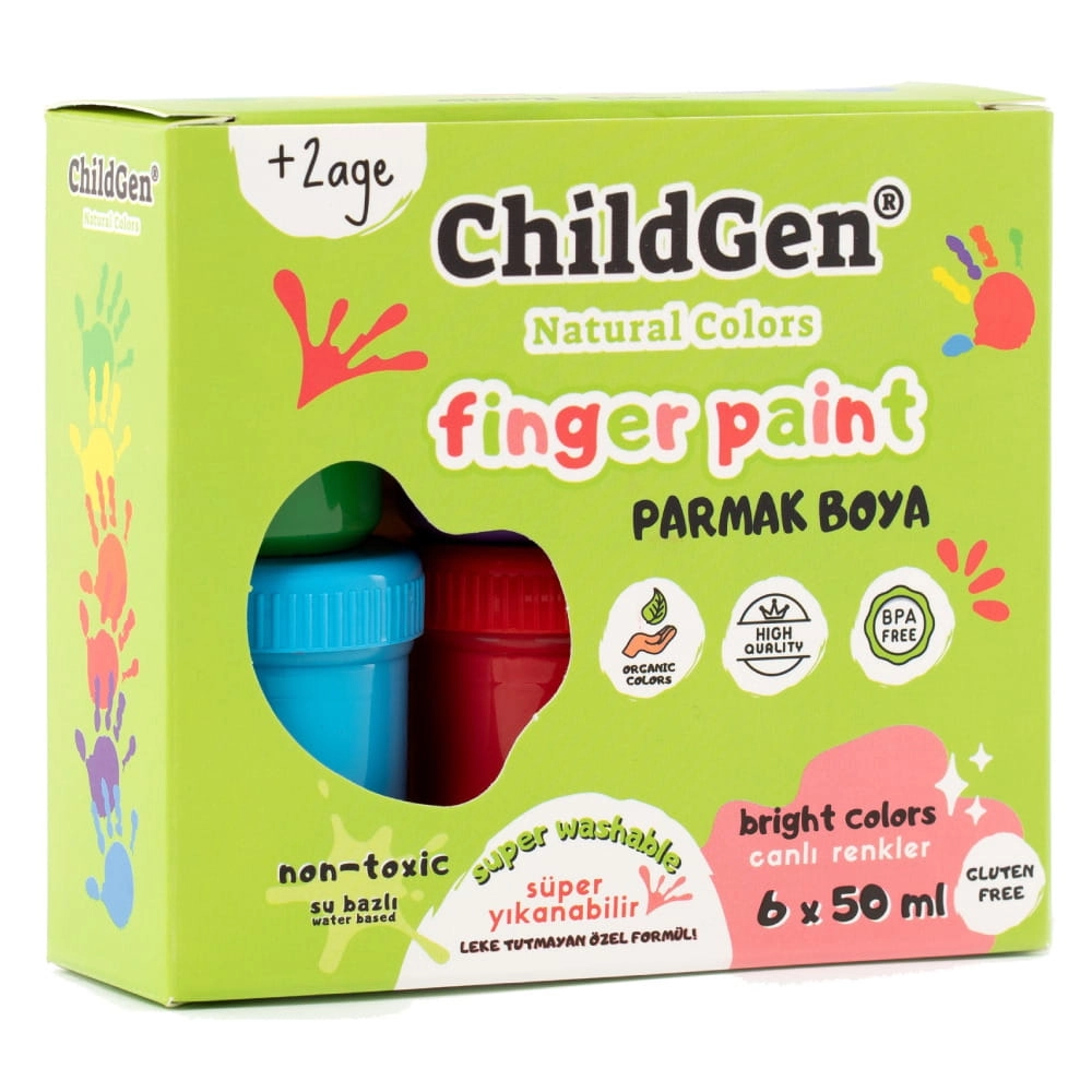 Farby do malowania palcami 6x50ml łatwo Zmywalne / ChildGen