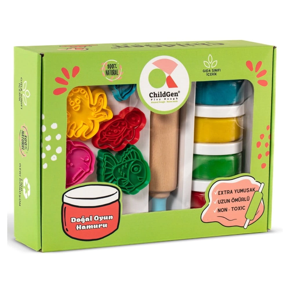 Zestaw kreatywny MORSKIE ZWIERZĘTA, 100% NATUALNA ciastolina i akcesoria / ChildGen