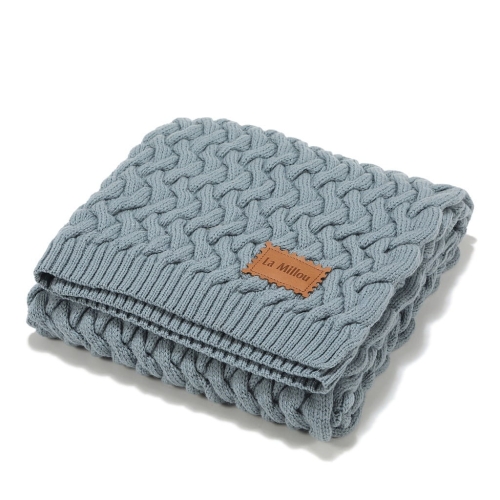 Koc wełniany Merino 100% Stoned Blue La Millou niebieski