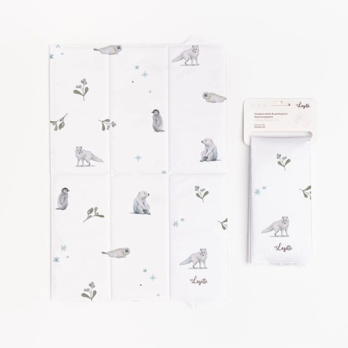 Kompaktowy przewijak turystyczny Layette spięty napami w formie małego etui