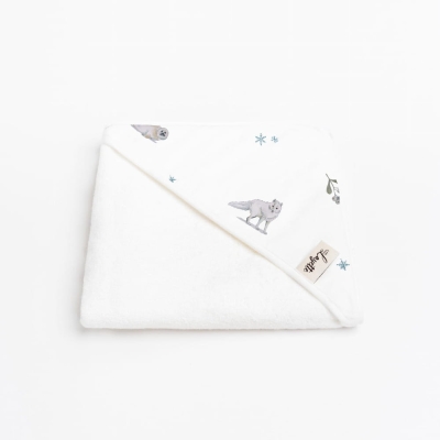 Ręcznik kąpielowy z kapturkiem Layette Greenland z frotte bambusowej 85x85 cm