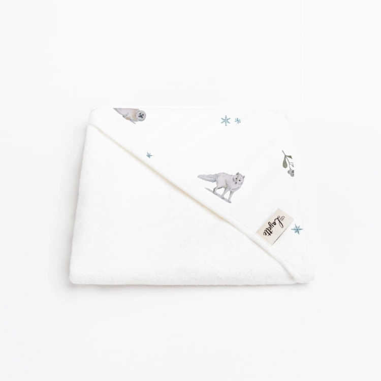 Ręcznik kąpielowy z kapturkiem Layette Greenland z frotte bambusowej 85x85 cm