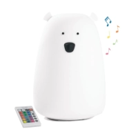 Lampka Led dla Dzieci Silikonowa Miś Biały z Pilotem i Głośnikiem / Rabbit and Friends