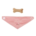 Pies Jackie Little Dutch – różowa chustka z haftem i pluszowa kość, akcesoria do maskotki psa dla dzieci