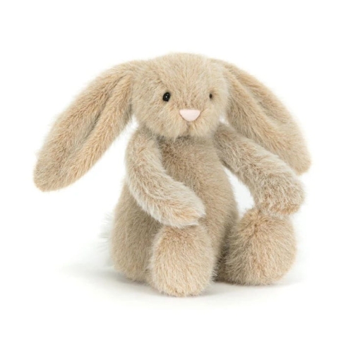 Przytulanka Króliczek Flufflet 18cm oat Jellycat – beżowo-kremowy pluszowy królik z długimi uszami, widok z boku