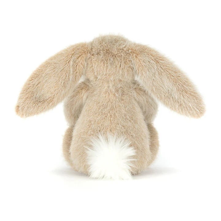Przytulanka Króliczek Flufflet 18cm oat Jellycat – widok od tyłu, kremowy królik z białym puszystym ogonkiem
