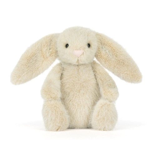 Przytulanka Króliczek Flufflet 18cm wheat Jellycat – kremowo-beżowy pluszowy królik z różowym noskiem, widok z przodu