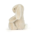 Przytulanka Króliczek Flufflet 18cm wheat Jellycat – widok z boku, kremowy królik z białym ogonkiem, maskotka dla dzieci