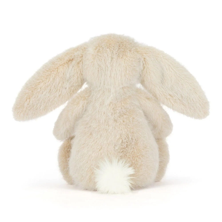 Przytulanka Króliczek Flufflet 18cm wheat Jellycat – widok od tyłu, kremowy królik z białym puszystym ogonkiem