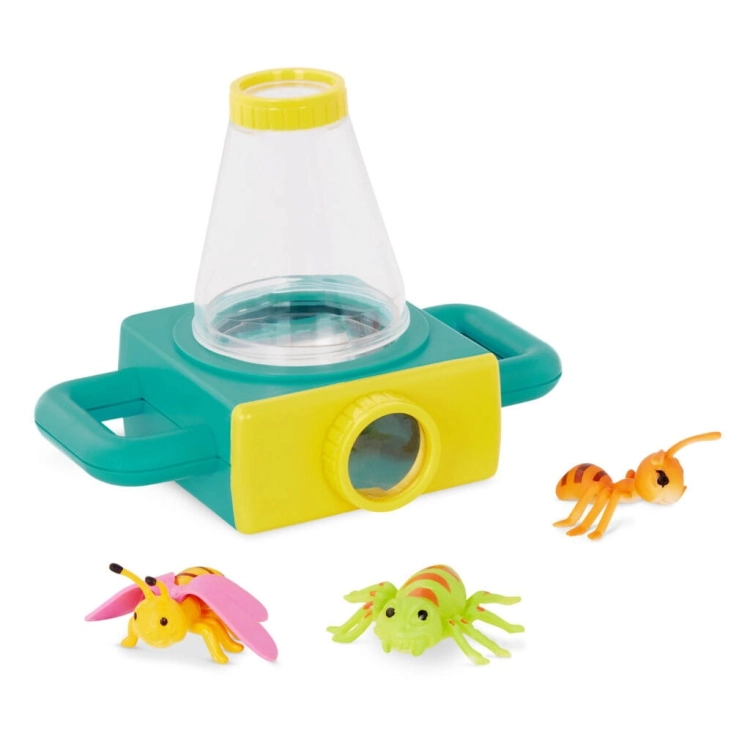 Dwustronny mikroskop do obserwacji owadów Itty-Bitty Microscope B.toys – zestaw z figurkami mrówki, pająka i ważki, zabawka edukacyjna dla dzieci