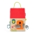 Domek z zamkami Unlock & Learn Box B.toys – widok z boku, pomarańczowe drzwi z zasuwą i zamkami, ilustracja kwiatów B.toys