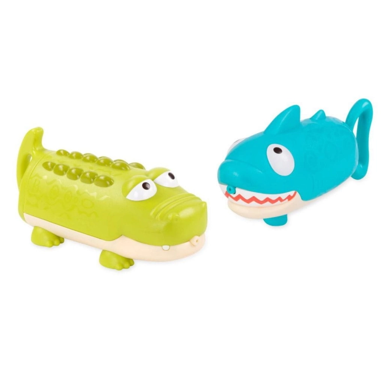 Sikawka krokodyl i rekin B.Toys BX1551Z – zielony krokodyl i niebieski rekin, zestaw zabawek wodnych dla dzieci