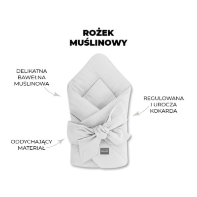 Rożek muślinowy szary  Sleepee włąściwości
