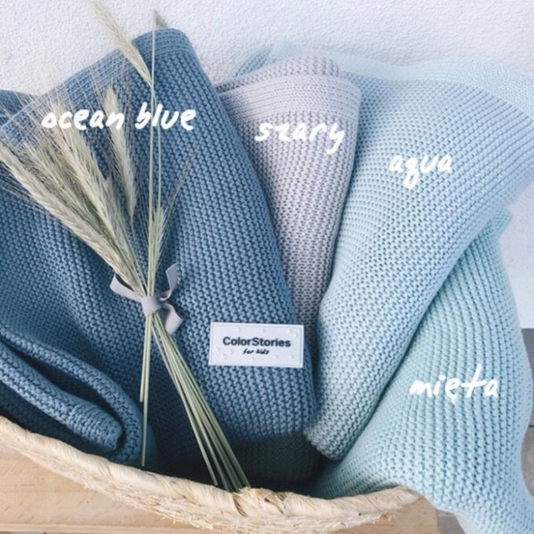 Kocyk dla Niemowlaka Bambusowy Colorstories Ocean Blue Ciemny Niebieski