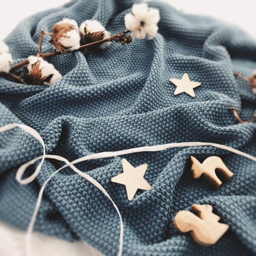 Kocyk dla Niemowlaka Bawełniany S Ocean Blue Ciemny Niebieski — Colorstories