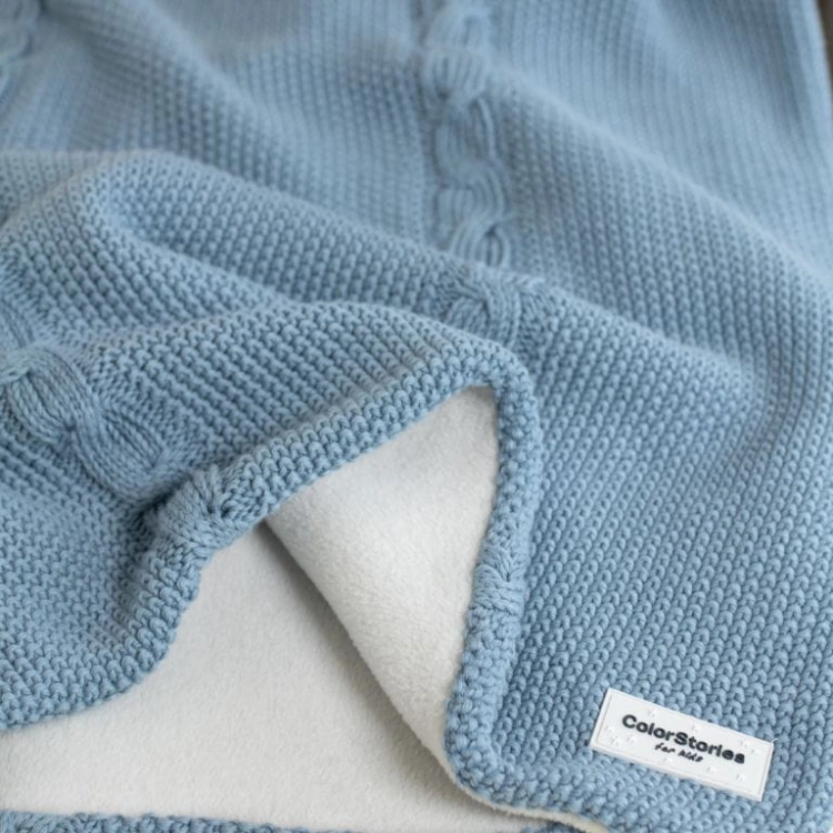 Kocyk dla Niemowlaka Bawełniany Zimowy Colorstories Ocean Blue Ciemny Niebieski