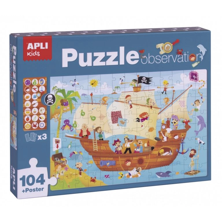 Puzzle dla Dzieci Obserwacyjne Statek Piratów 104 el. 5+ / Apli Kids