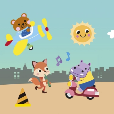 Naklejki dla Dzieci Holograficzne Zwierzęta w Pojazdach — Apli Kids