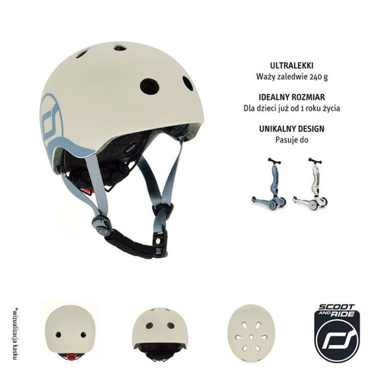 Kask Dziecięcy Scootandride na Rower xxs-S dla Dzieci 1-5 Lat Ash