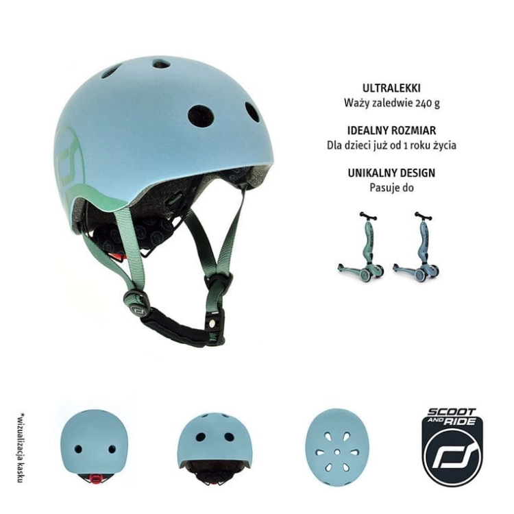 Kask Dziecięcy Scootandride na Rower xxs-S dla Dzieci 1-5 Lat Steel