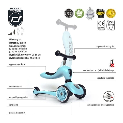 Hulajnoga i Jeździk Scootandride Highwaykick 2w1 1-5 Lat Blueberry