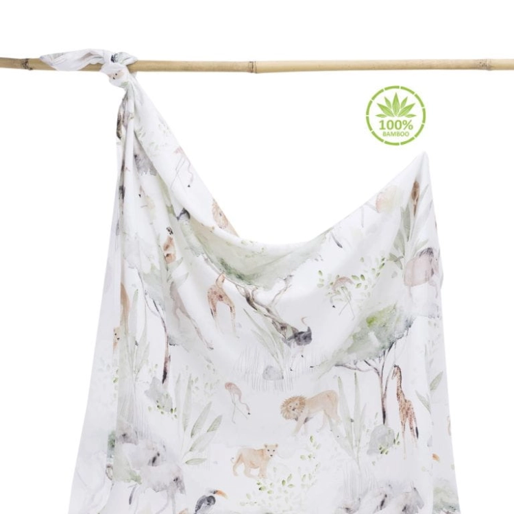 Otulacz Bambusowy dla Niemowlaka 100% 75x100cm Sawanna — Makaszka