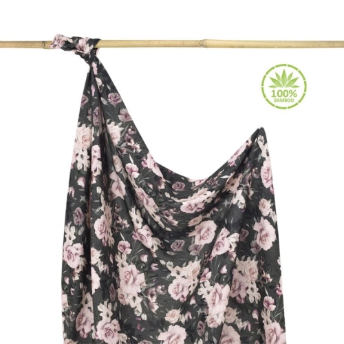 Otulacz Bambusowy dla Niemowlaka 100% 100x120cm Night Flowers — Makaszka