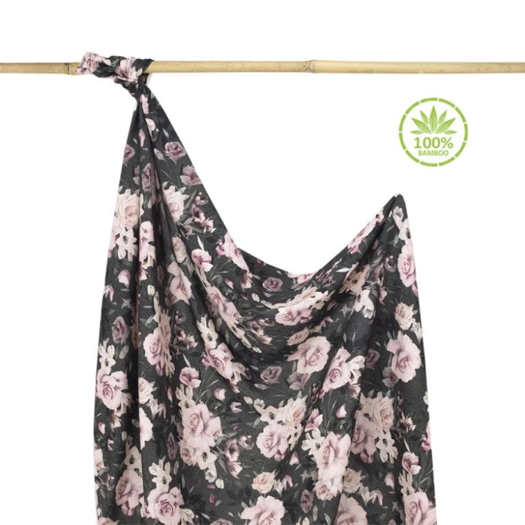 Otulacz Bambusowy dla Niemowlaka 100% 100x120cm Night Flowers — Makaszka
