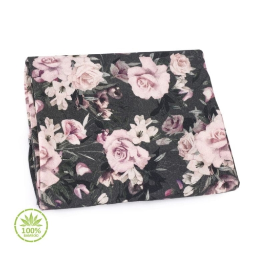 Otulacz Bambusowy dla Niemowlaka 100% 100x120cm Night Flowers — Makaszka