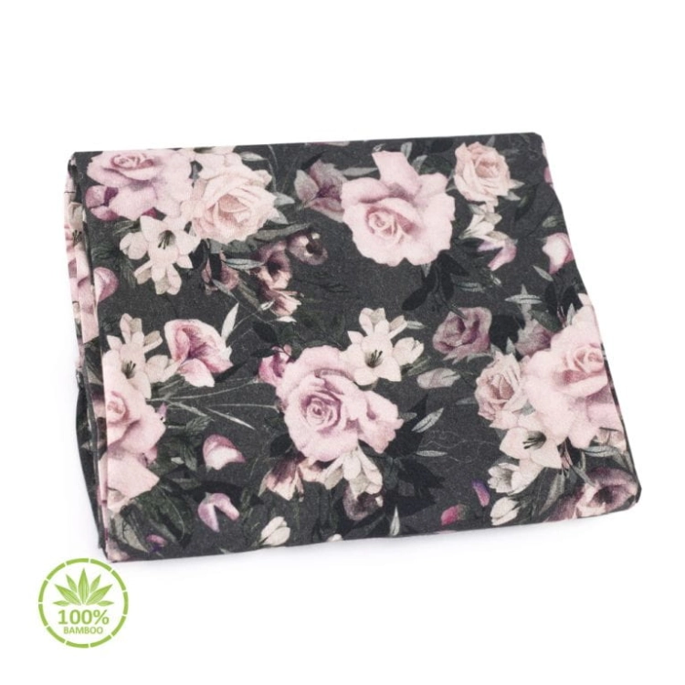 Otulacz Bambusowy dla Niemowlaka 100% 100x120cm Night Flowers — Makaszka