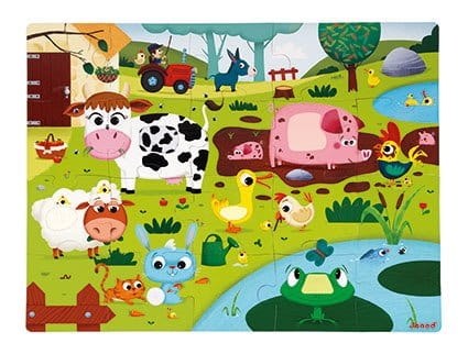 Puzzle dla Dzieci Sensoryczne 20 Elementów Farma Janod