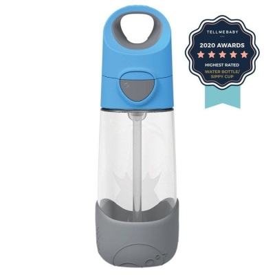 B.Box Butelka ze Słomką Tritanowa 450 ml Blue Slate Niebieska