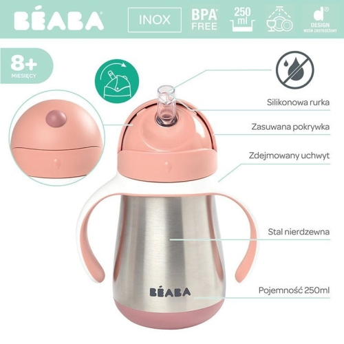 Bidon dla Dzieci Termiczny 250 ml Beaba Old Pink Różowy
