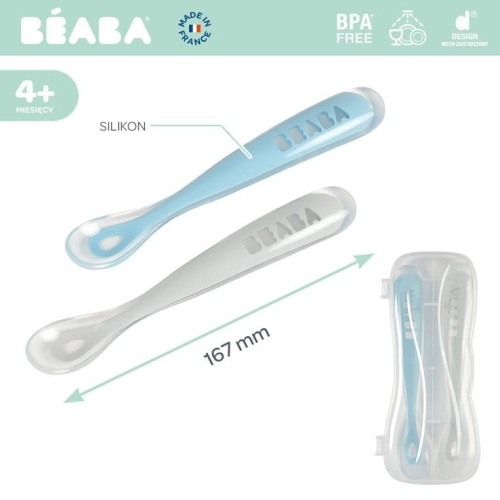 Beaba Łyżeczki Silikonowe 2 szt w Etui Windy Blue Niebieskie