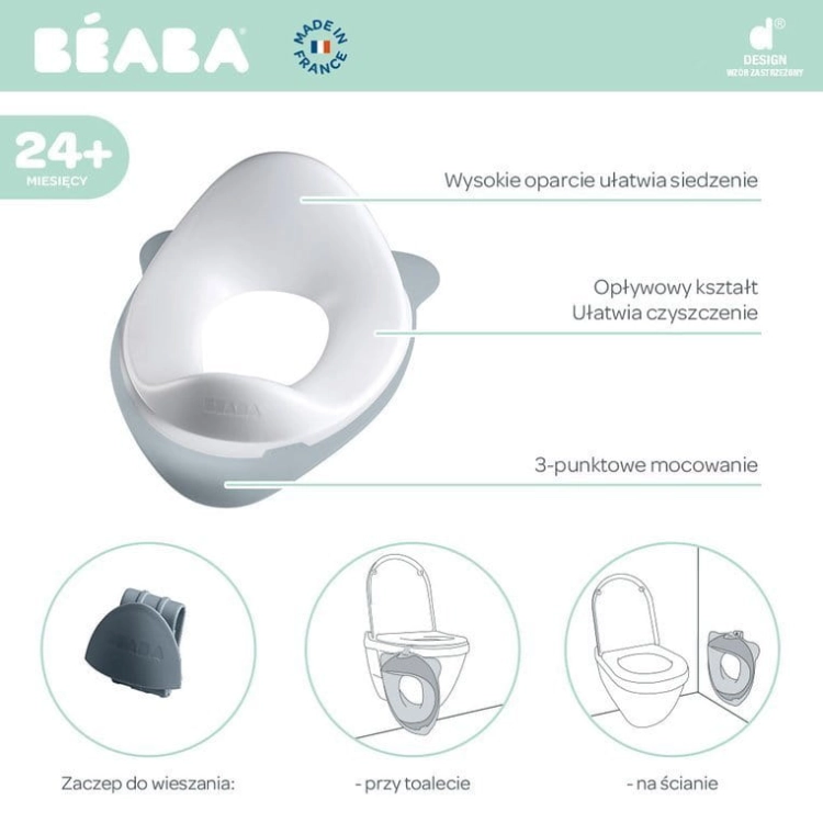 Nakładka na Toaletę Beaba Light Mist Szara Zaczep