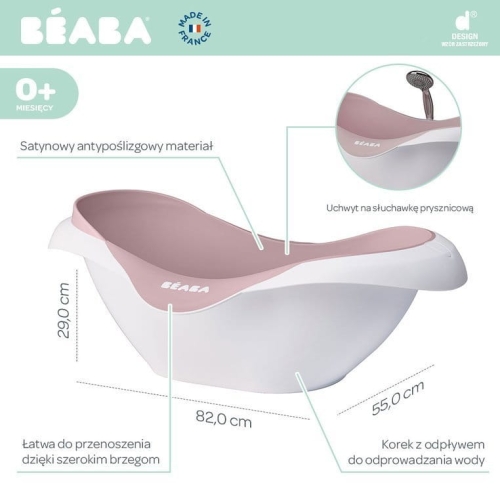 Wanienka dla Dziecka do Kąpieli Beaba Camele’o Old Pink Różowa Wymiary