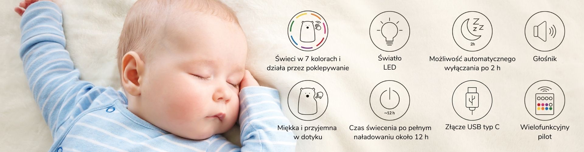 Lampka nocna Miś Duży z pilotem i głośniekiem